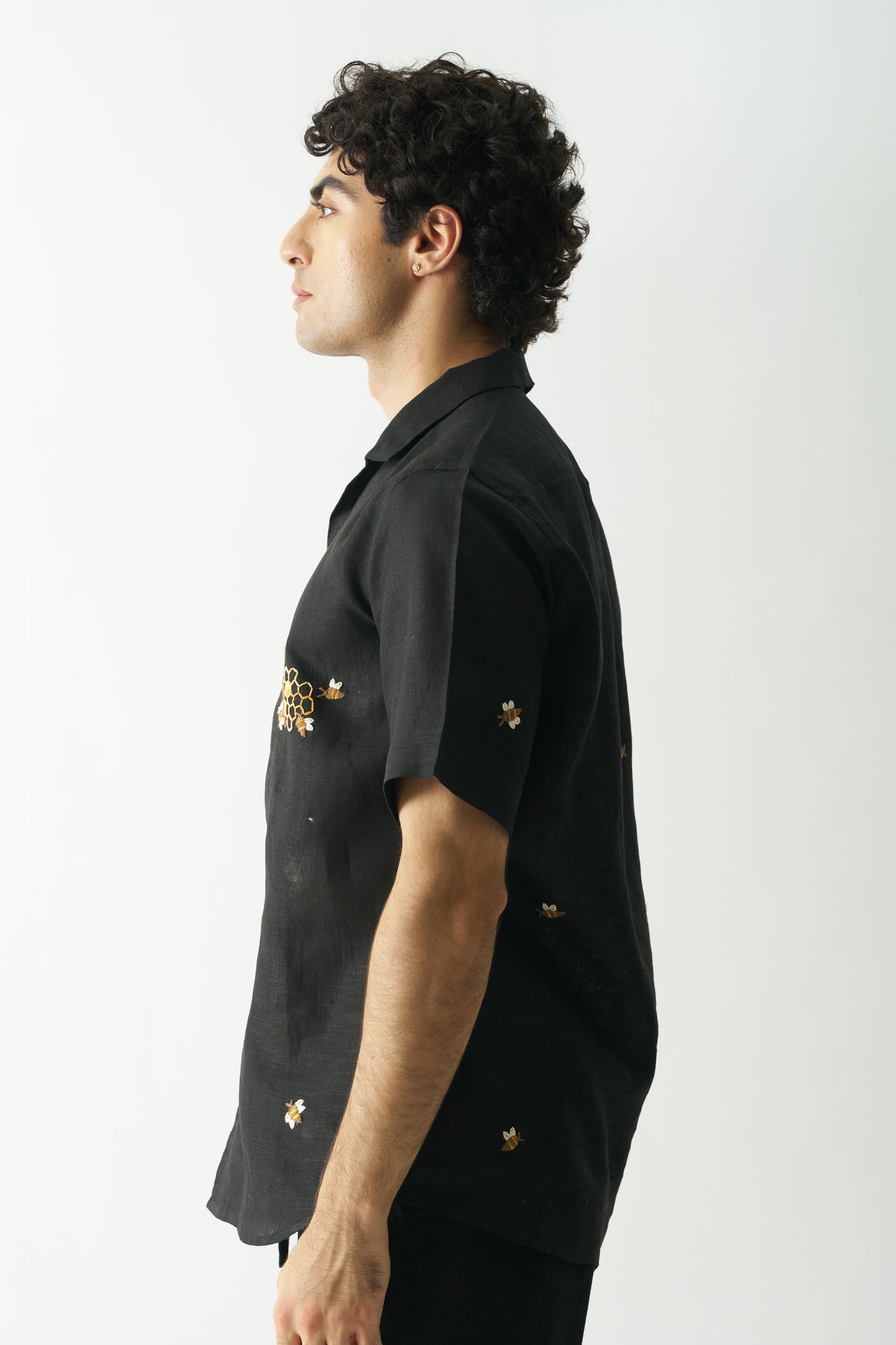 π Buzzing Bees β Hand Embroidered Unisex Pure Linen Shirt