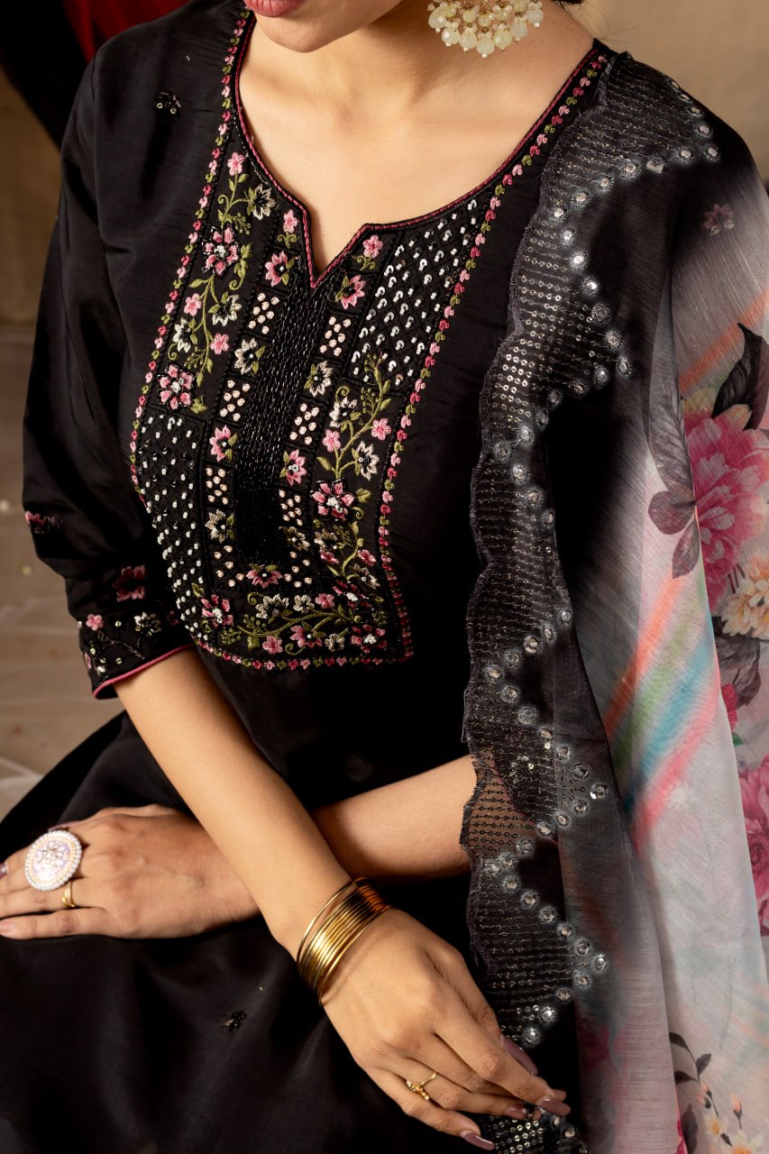 Elegant Embroidered Straight Kurti Pant Dupatta Set – GE04-03 | 4 Classic Colors