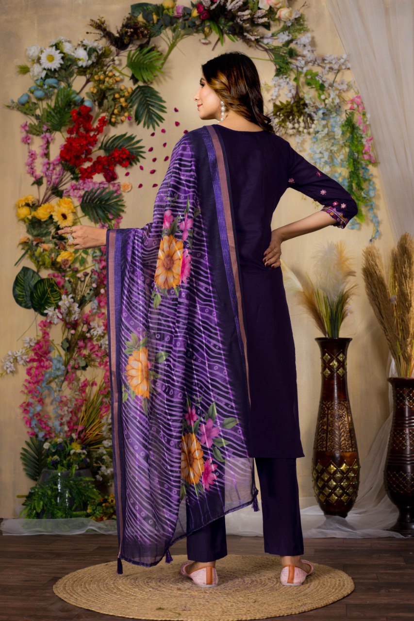 Elegant Embroidered Straight Kurti Pant Dupatta Set –GE04-01 | 4 Stunning Colors