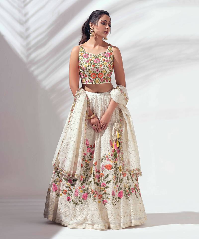 Bridal Wear Heavy Faux Georgette Chine Sequence Lehenga Choli Set