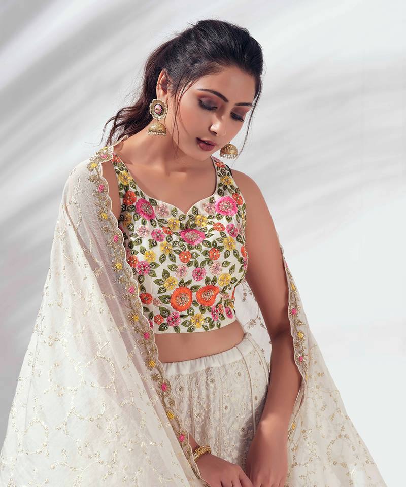 Bridal Wear Heavy Faux Georgette Chine Sequence Lehenga Choli Set