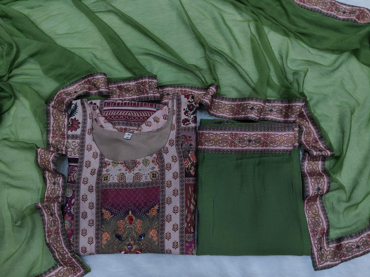 Jaypuri Designer Printed Top with Mirror Work, Plazzo & Dupatta