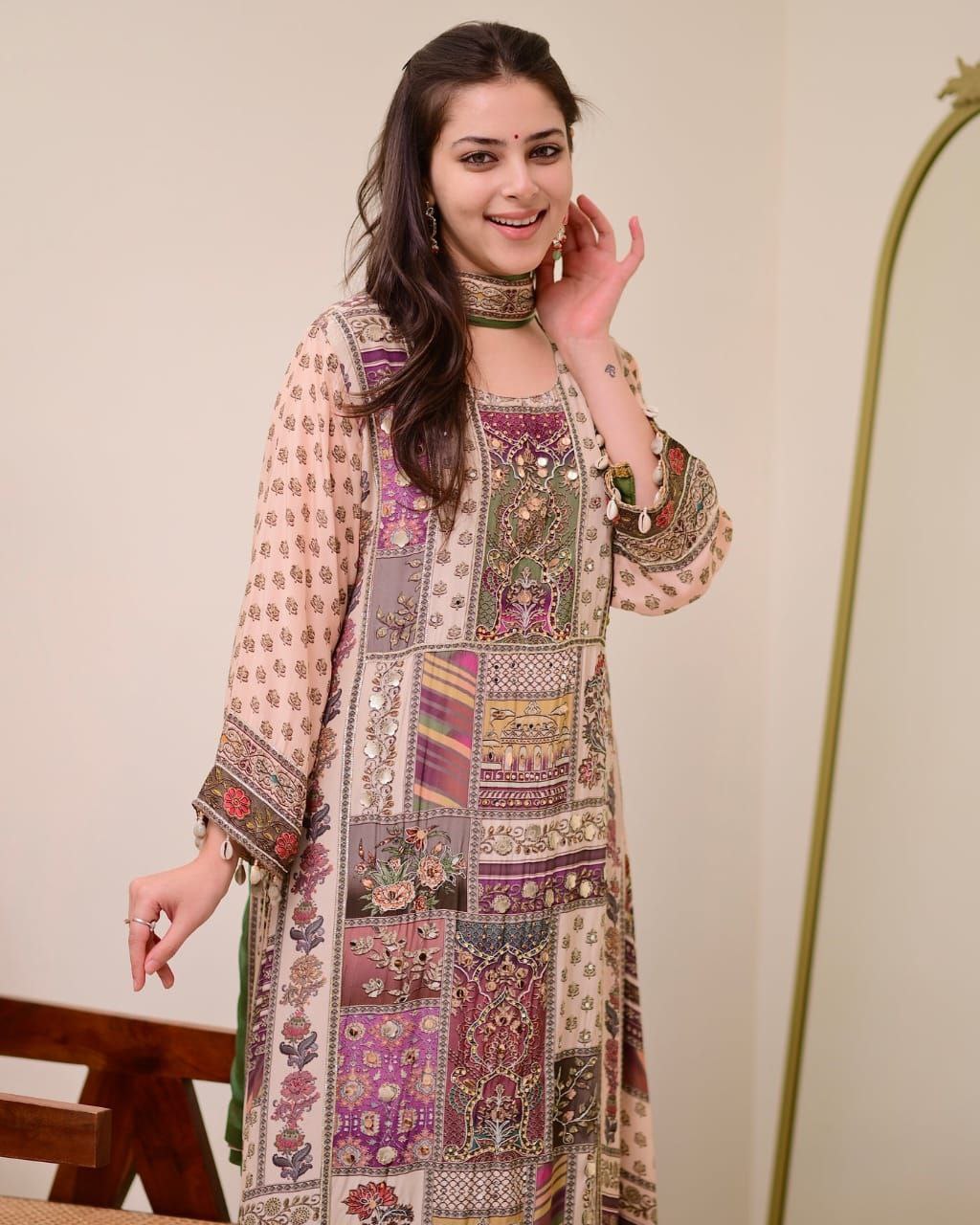 Jaypuri Designer Printed Top with Mirror Work, Plazzo & Dupatta