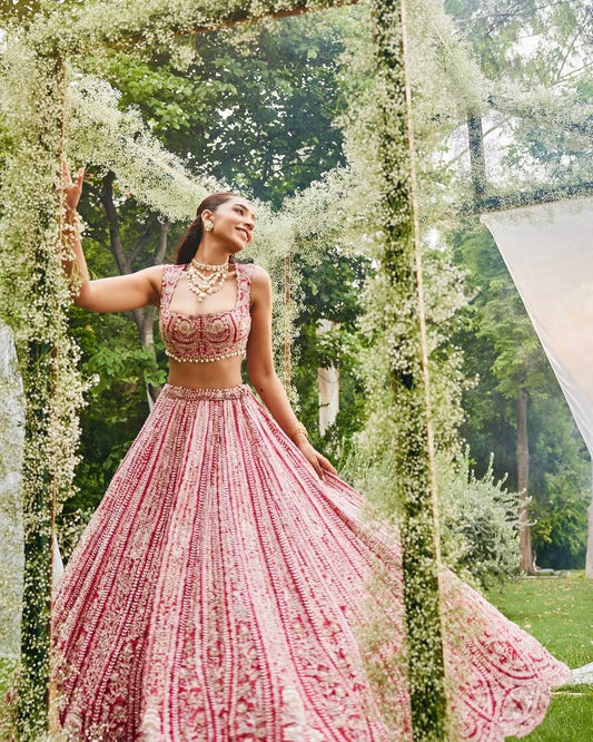 Bridal Wear Heavy Faux Georgette Chine Sequence Work Lehenga Choli with Dupatta | Garmex Export