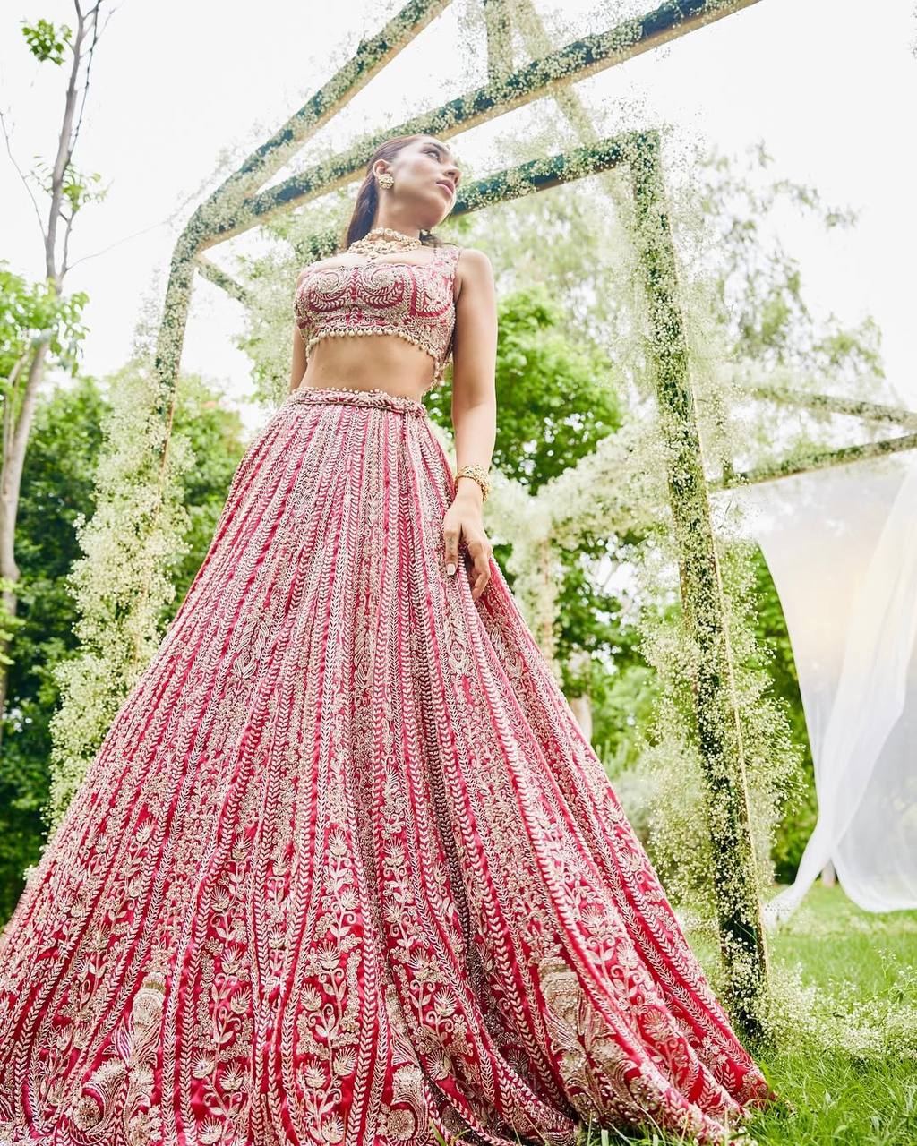 Bridal Wear Heavy Faux Georgette Chine Sequence Work Lehenga Choli with Dupatta | Garmex Export