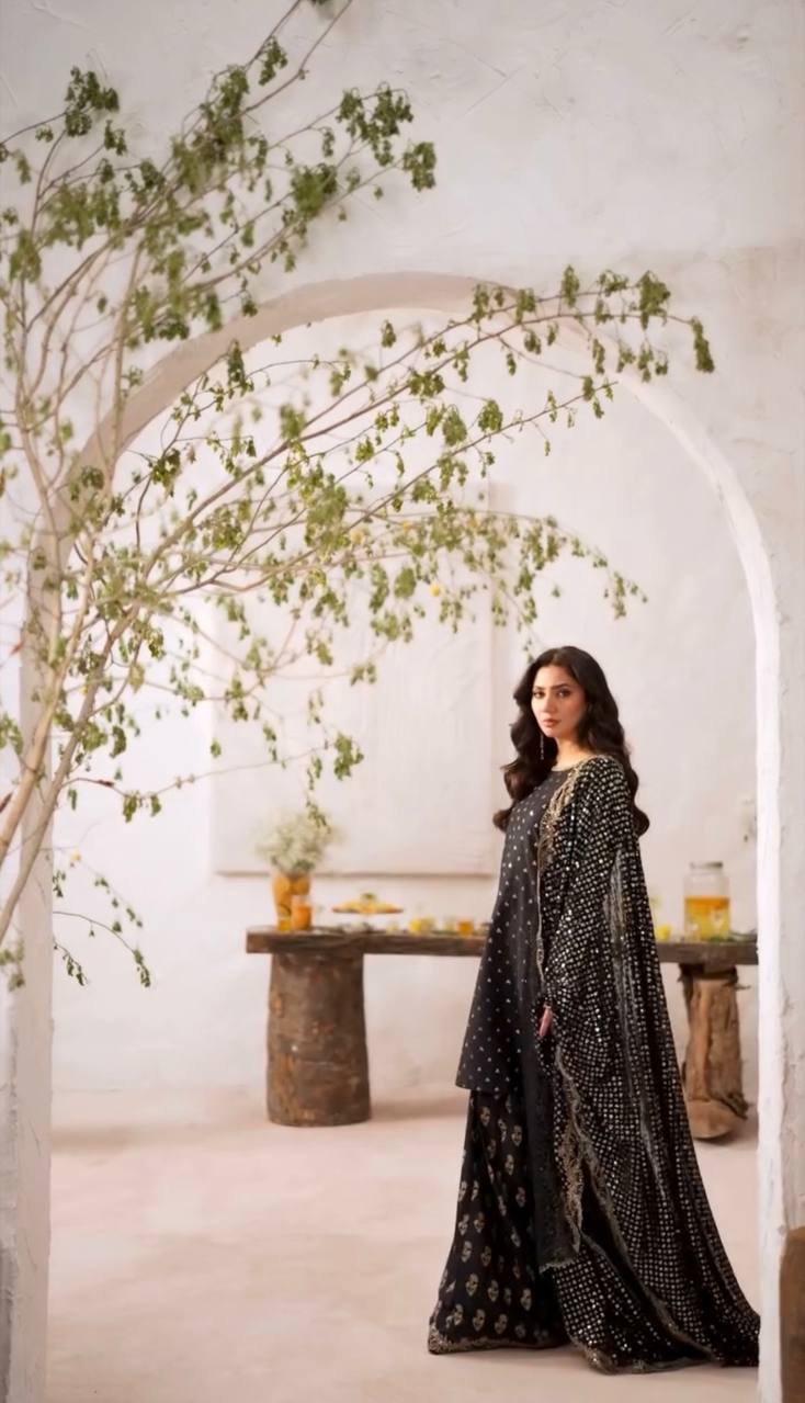 Designer Faux Georgette Party Wear Set (Top, Sharara Palazzo & Dupatta)