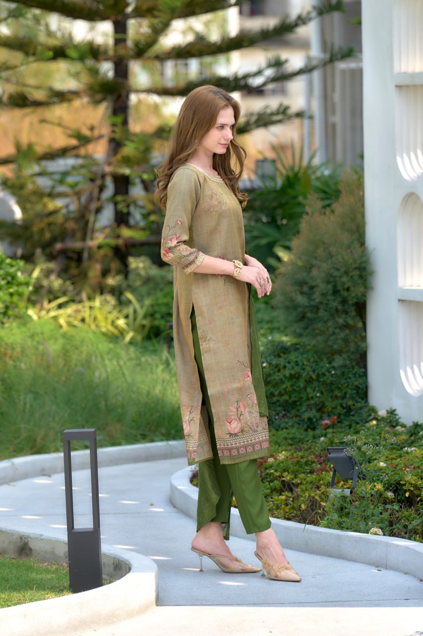 Elegant Straight Kurti Pant Dupatta Set | Garmex Export