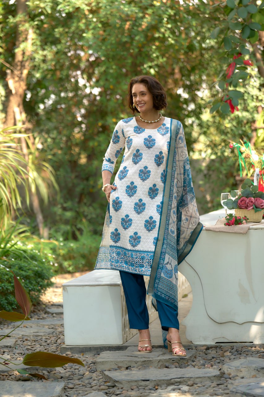 Elegant Straight Kurti Pant Dupatta Set | Garmex Export