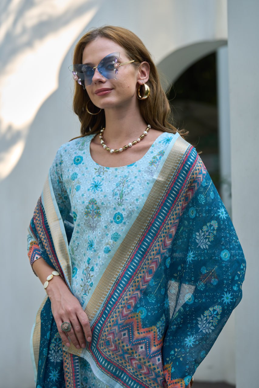 Elegant Straight Kurti Pant Dupatta Set | Garmex Export