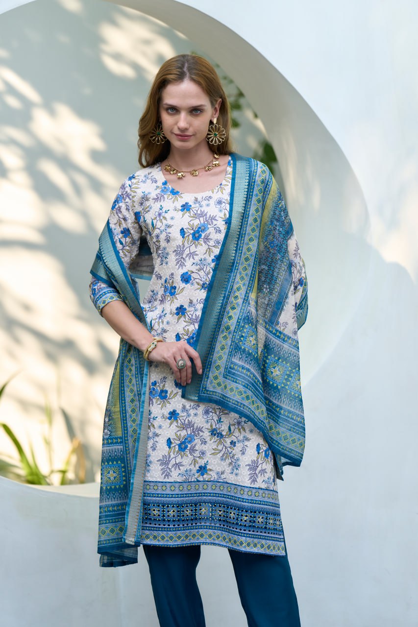 Elegant Straight Kurti Pant Dupatta Set | Garmex Export