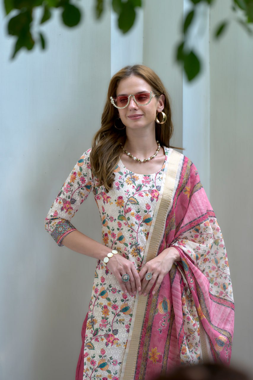 Elegant Straight Kurti Pant Dupatta Set β GE06-01 | Garmex Export π
