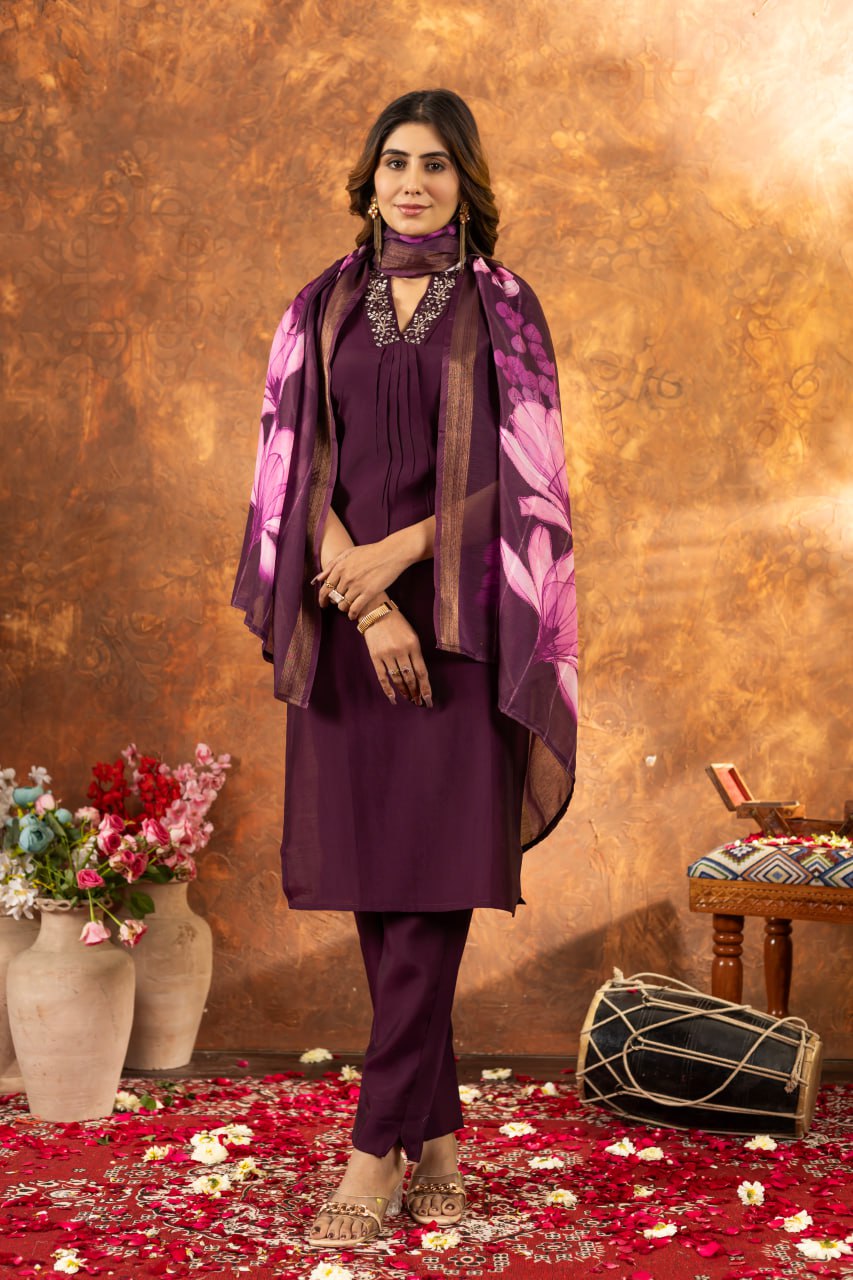 Elegant Embroidered Straight Kurti Pant Dupatta Set – GE04-06 | 7 Stunning Colors