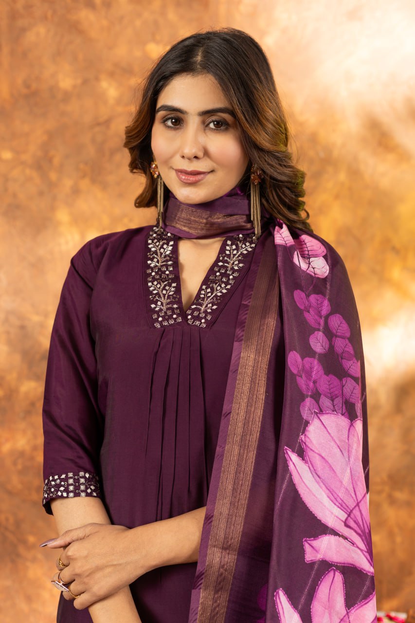 Elegant Embroidered Straight Kurti Pant Dupatta Set – GE04-06 | 7 Stunning Colors