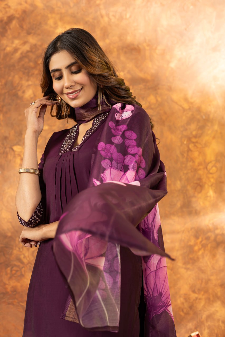 Elegant Embroidered Straight Kurti Pant Dupatta Set – GE04-06 | 7 Stunning Colors