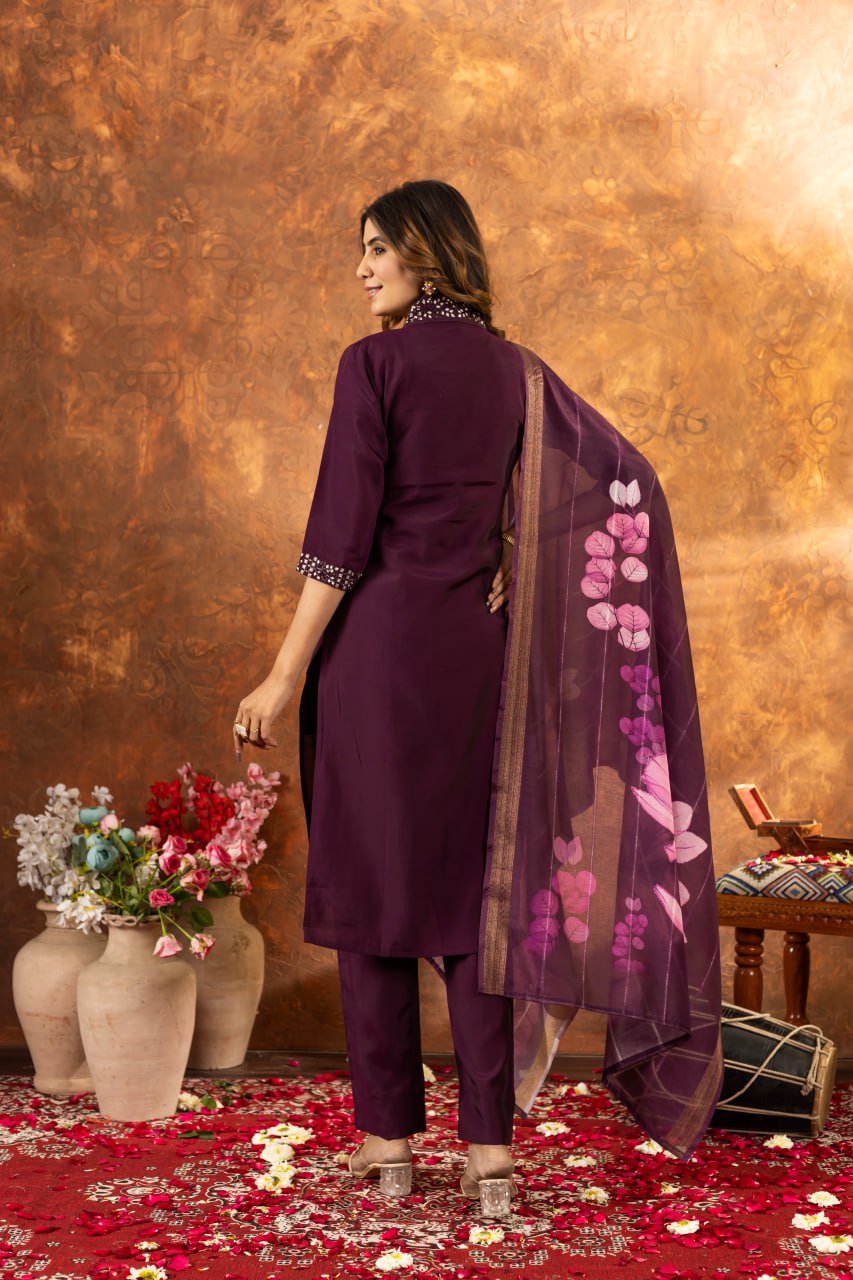 Elegant Embroidered Straight Kurti Pant Dupatta Set – GE04-06 | 7 Stunning Colors