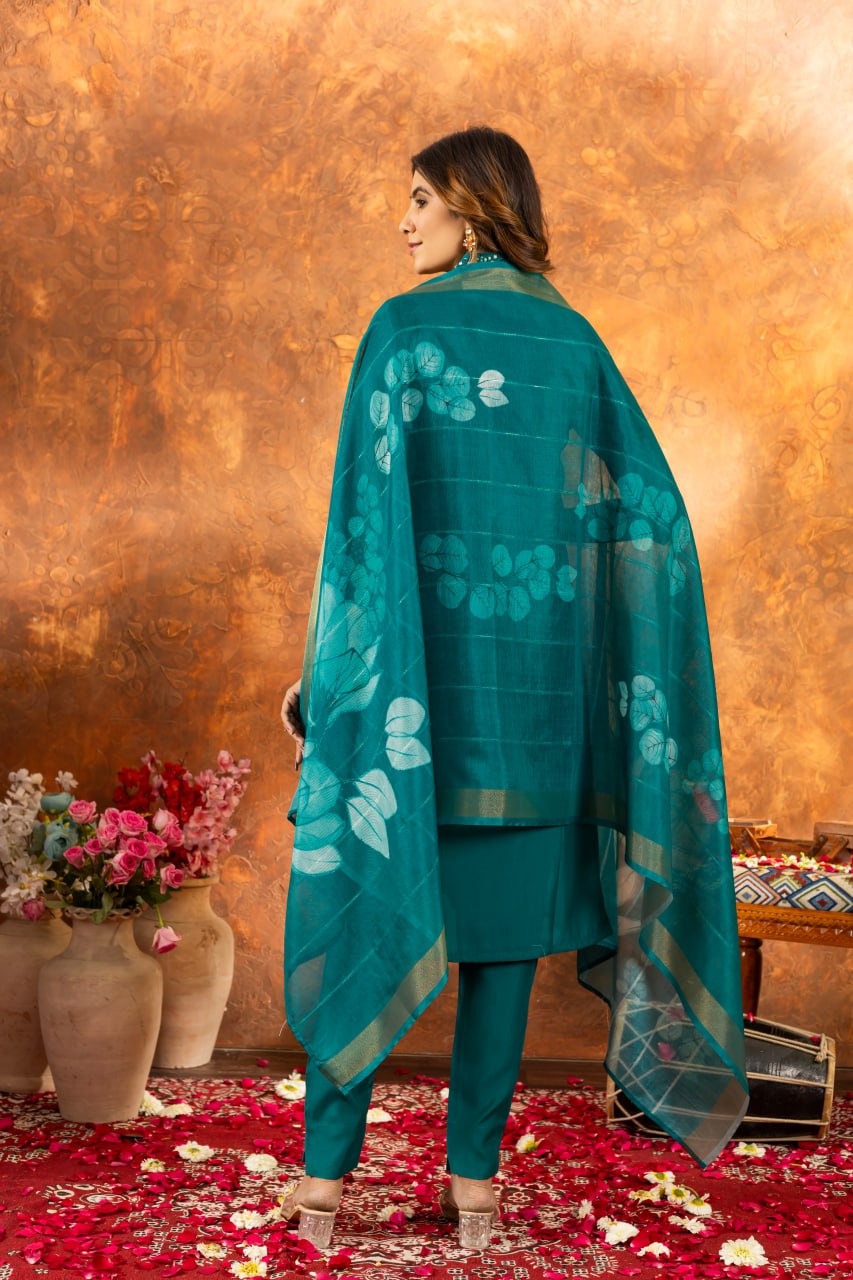 Elegant Embroidered Straight Kurti Pant Dupatta Set – GE04-06 | 7 Stunning Colors