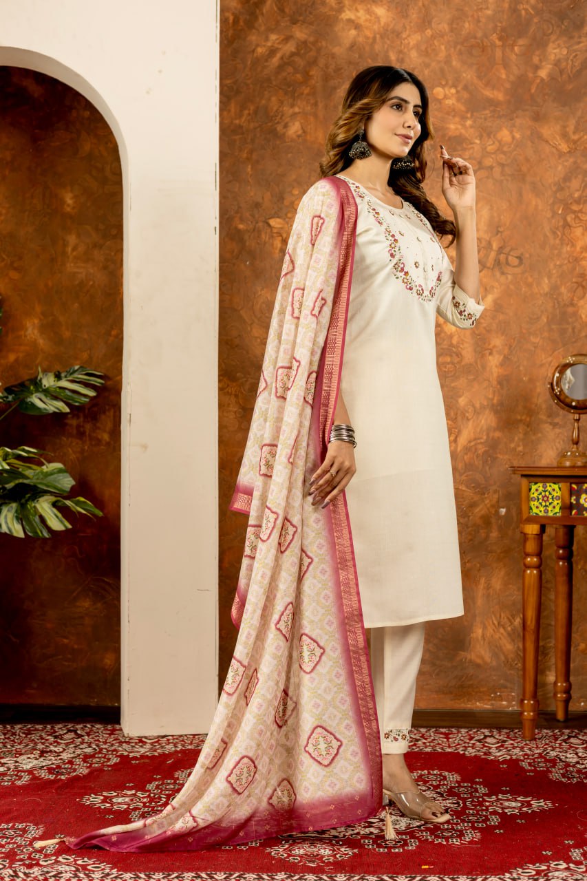 Elegant Embroidered Straight Kurti Pant Dupatta Set – GE04-07 | 6 Stunning Colors