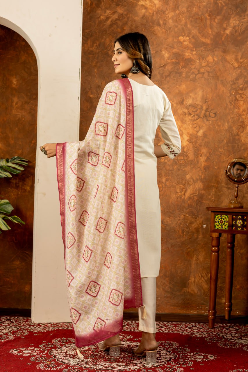 Elegant Embroidered Straight Kurti Pant Dupatta Set – GE04-07 | 6 Stunning Colors