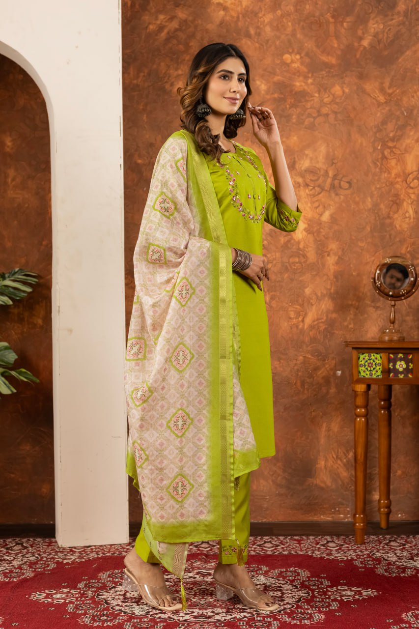 Elegant Embroidered Straight Kurti Pant Dupatta Set – GE04-07 | 6 Stunning Colors