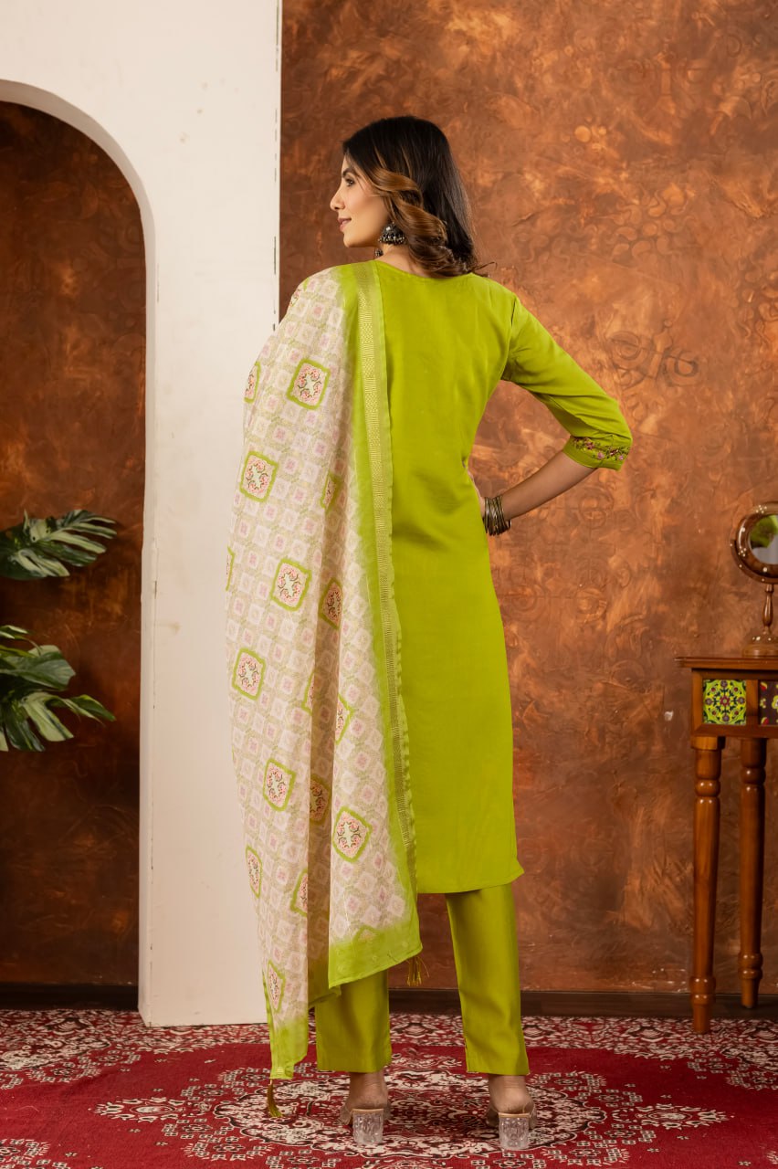 Elegant Embroidered Straight Kurti Pant Dupatta Set – GE04-07 | 6 Stunning Colors