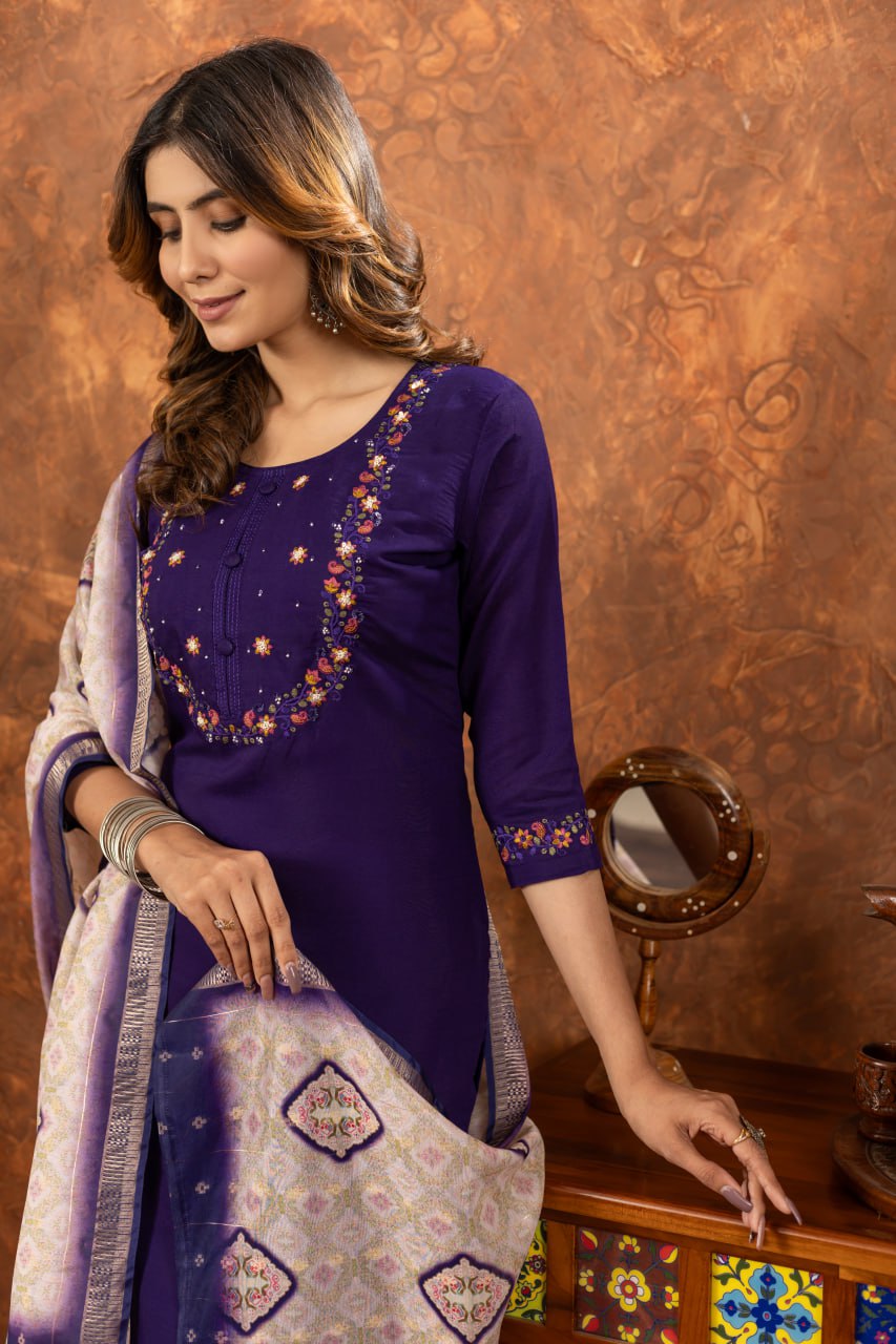 Elegant Embroidered Straight Kurti Pant Dupatta Set – GE04-07 | 6 Stunning Colors