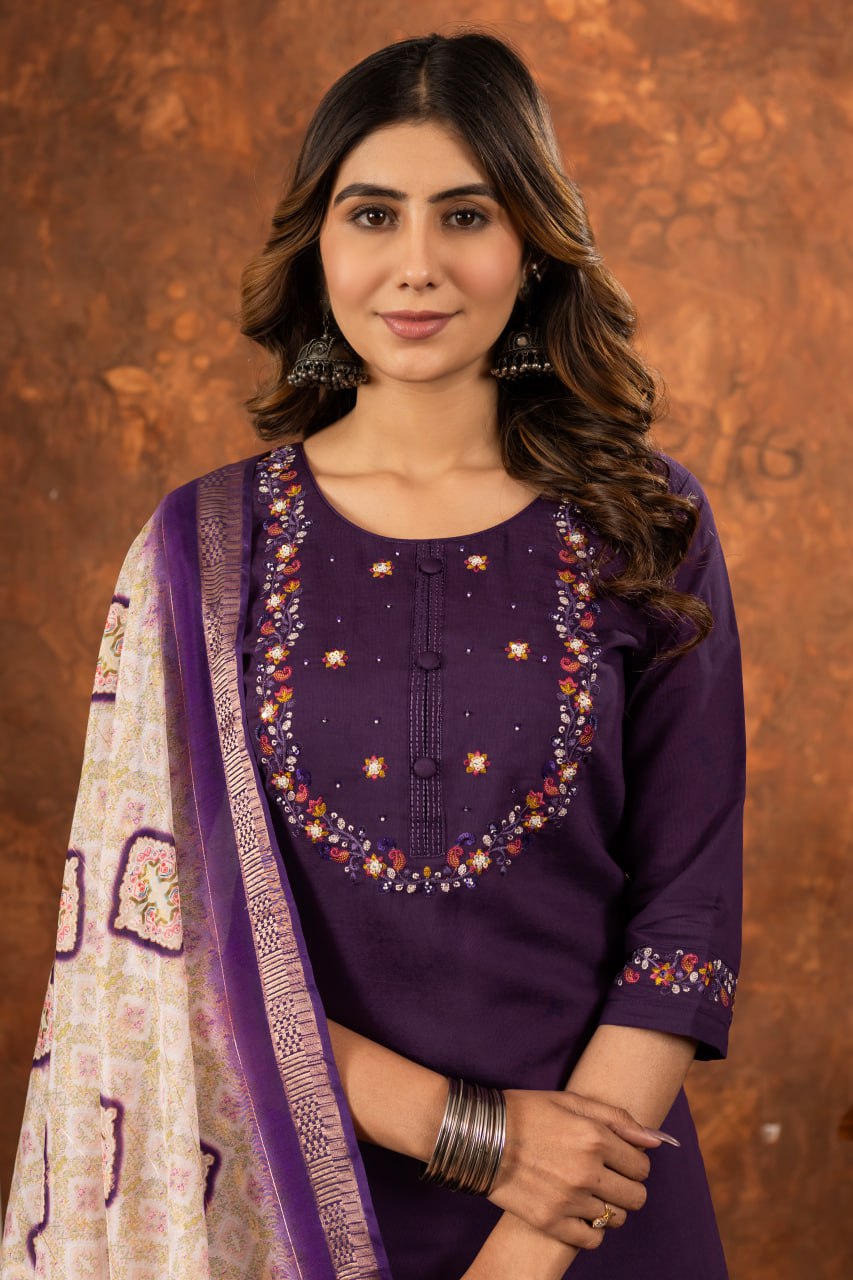 Elegant Embroidered Straight Kurti Pant Dupatta Set – GE04-07 | 6 Stunning Colors