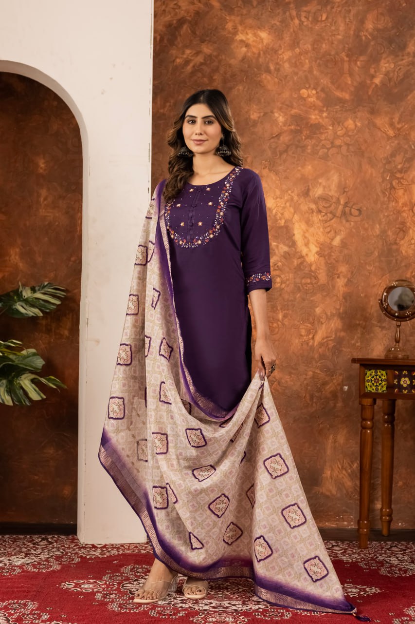 Elegant Embroidered Straight Kurti Pant Dupatta Set – GE04-07 | 6 Stunning Colors