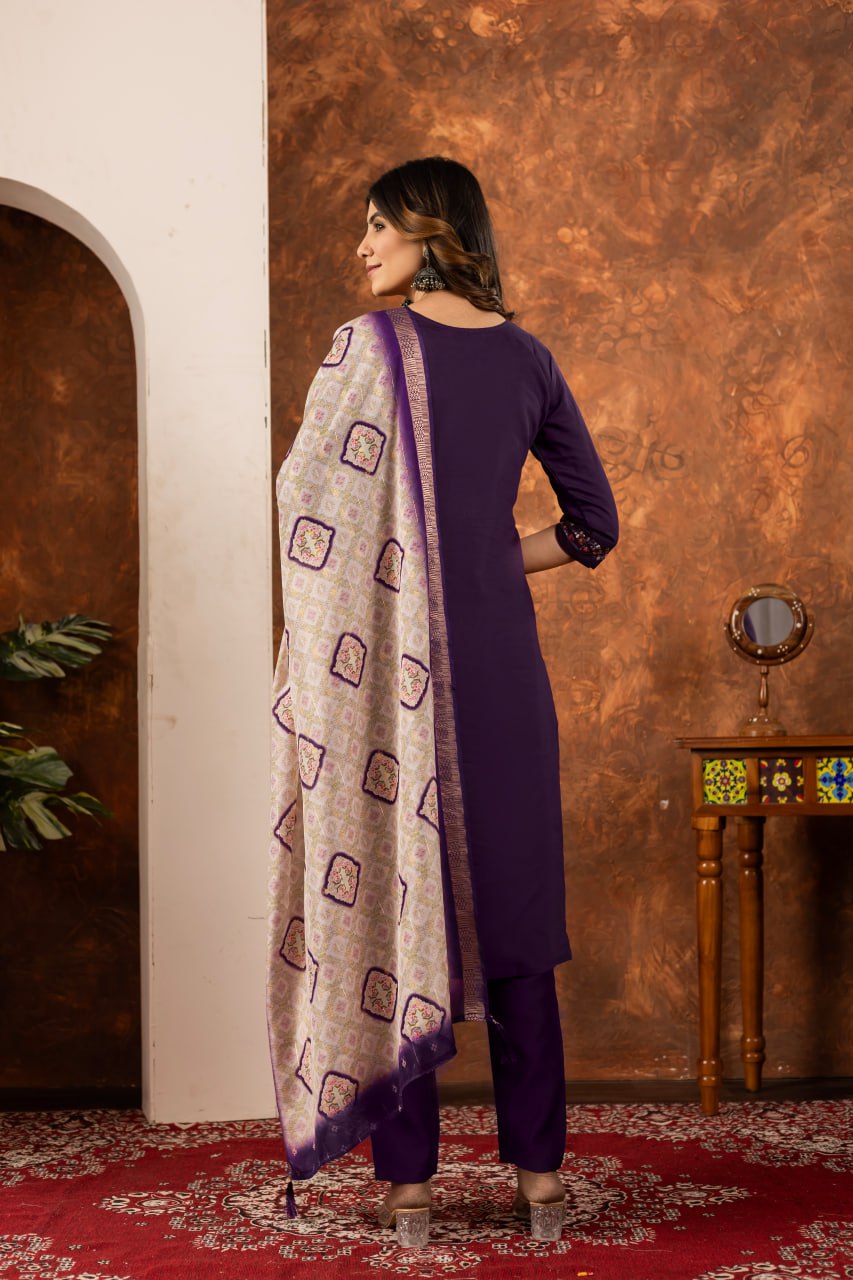 Elegant Embroidered Straight Kurti Pant Dupatta Set – GE04-07 | 6 Stunning Colors