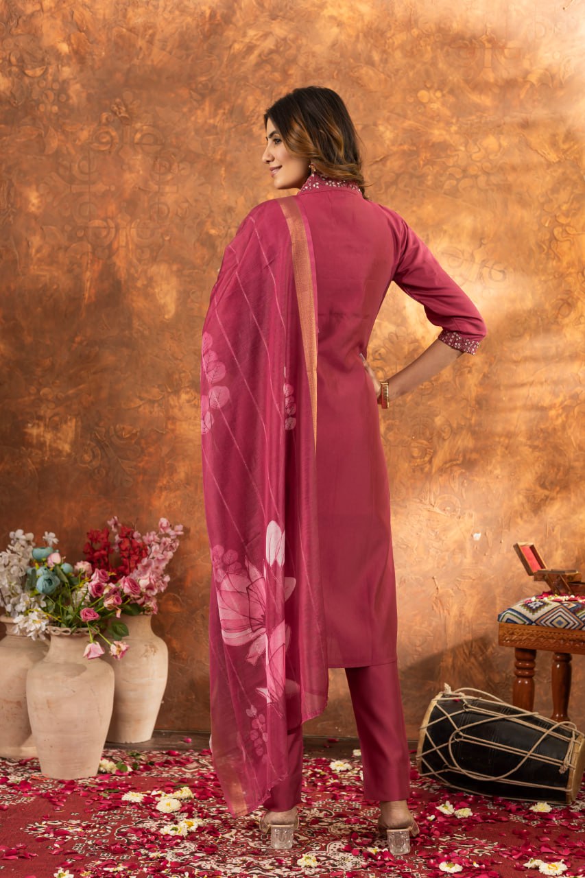 Elegant Embroidered Straight Kurti Pant Dupatta Set – GE04-06 | 7 Stunning Colors