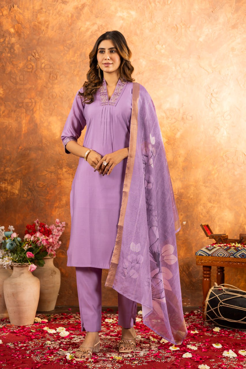 Elegant Embroidered Straight Kurti Pant Dupatta Set – GE04-06 | 7 Stunning Colors