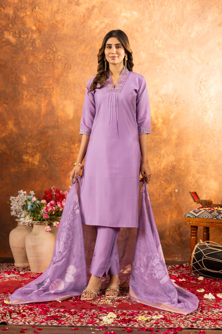 Elegant Embroidered Straight Kurti Pant Dupatta Set – GE04-06 | 7 Stunning Colors