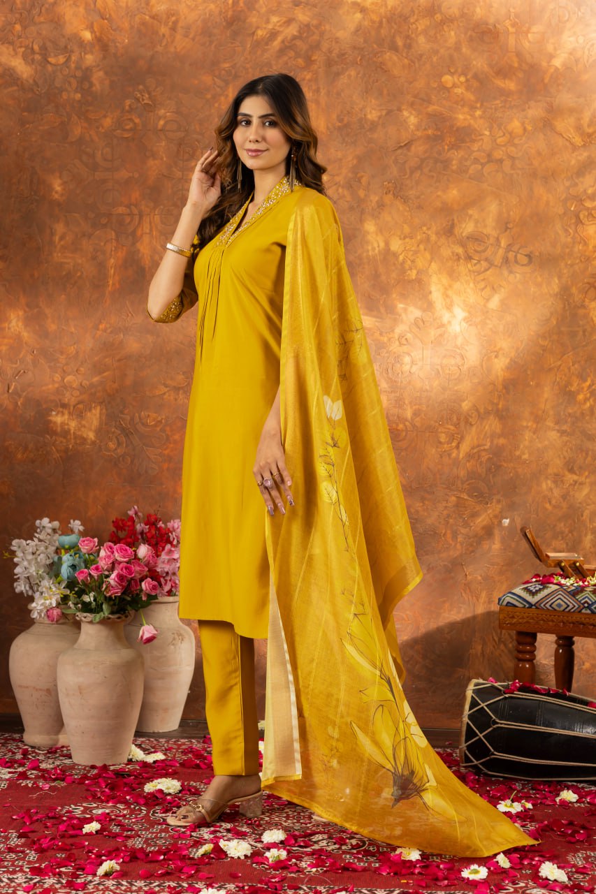 Elegant Embroidered Straight Kurti Pant Dupatta Set – GE04-06 | 7 Stunning Colors