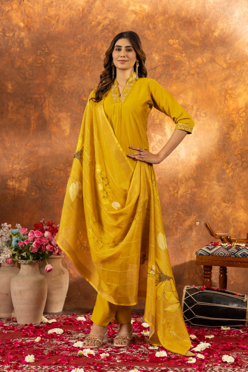 Elegant Embroidered Straight Kurti Pant Dupatta Set – GE04-06 | 7 Stunning Colors
