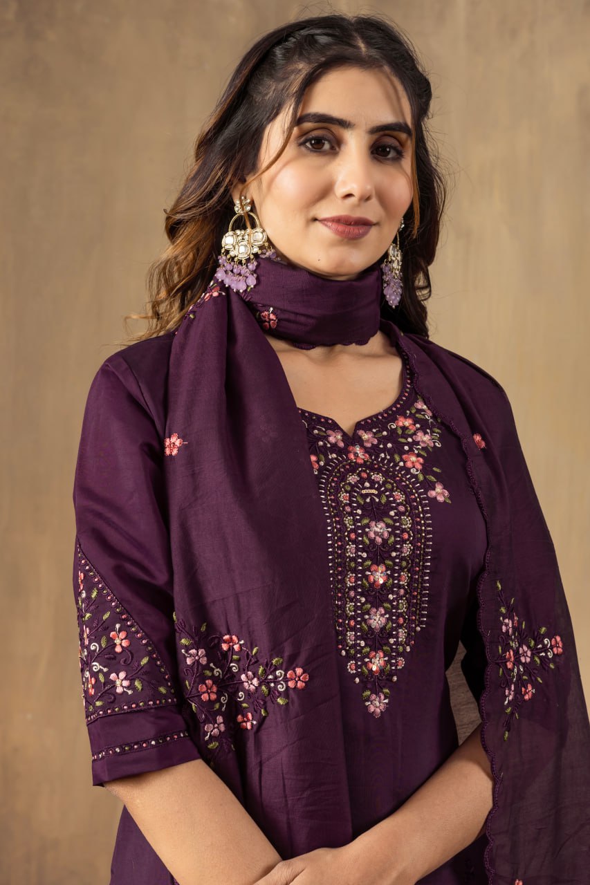 Elegant Embroidered Straight Kurti Pant Dupatta Set – GE04-05 | 4 Rich Colors