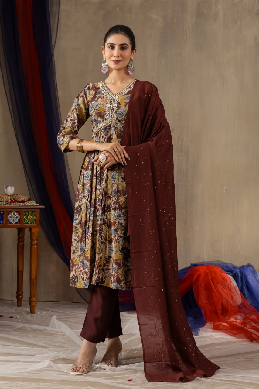 Elegant Embroidered Straight Kurti Pant Dupatta Set – GE04-04 | 2 Gorgeous Colors
