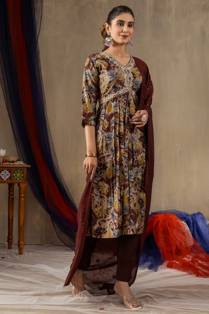 Elegant Embroidered Straight Kurti Pant Dupatta Set – GE04-04 | 2 Gorgeous Colors