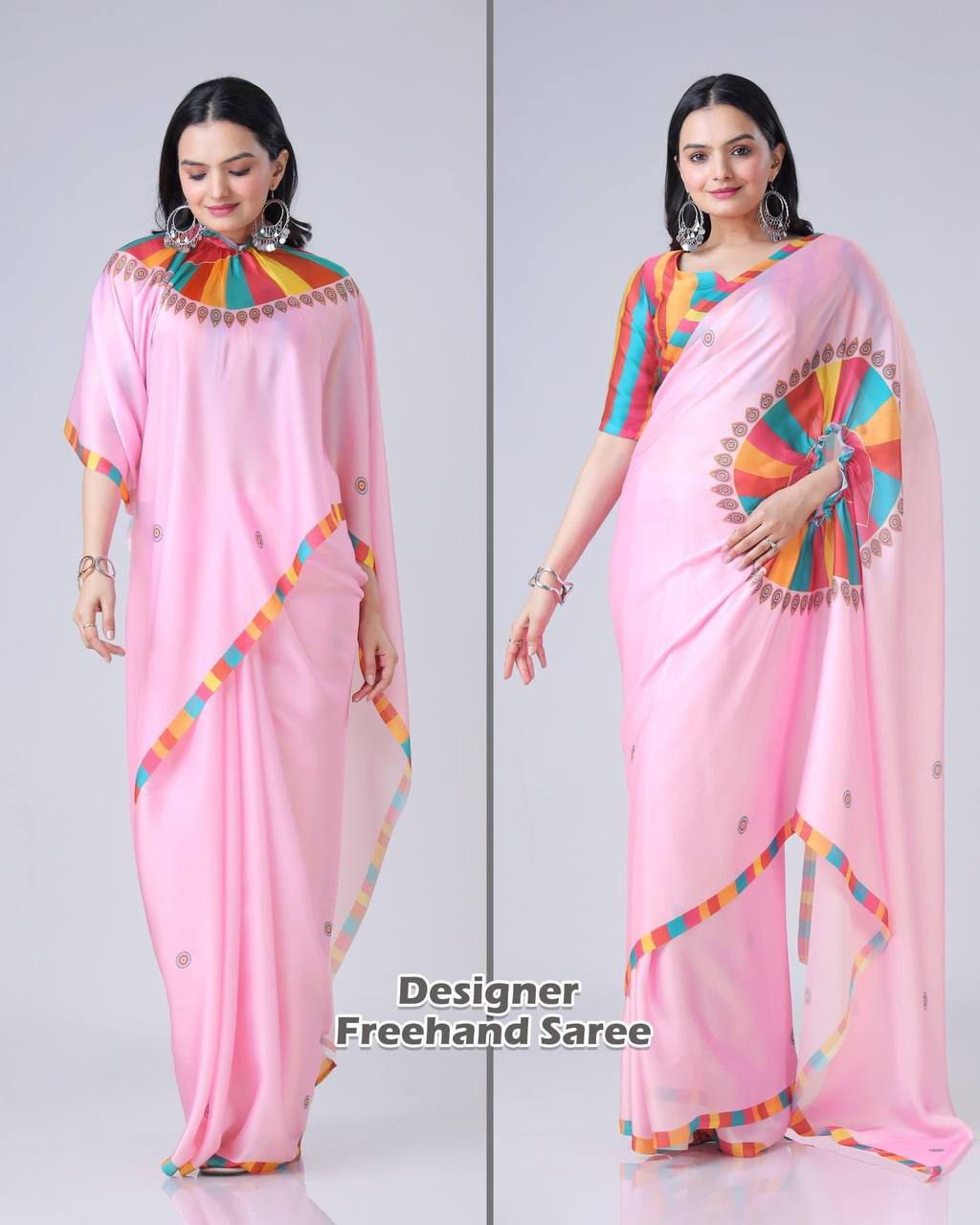 Super Hit Freehand Satin Silk Saree Launch