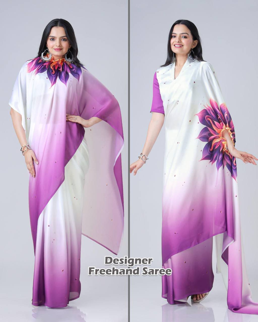 Super Hit Freehand Satin Silk Saree Launch