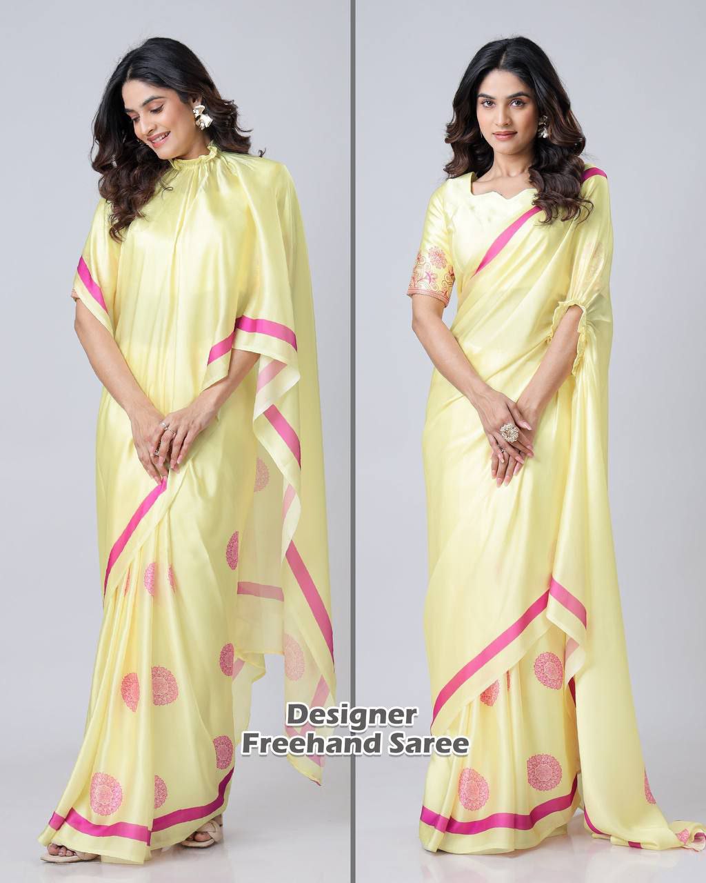 Hit Freehand Satin Silk Saree