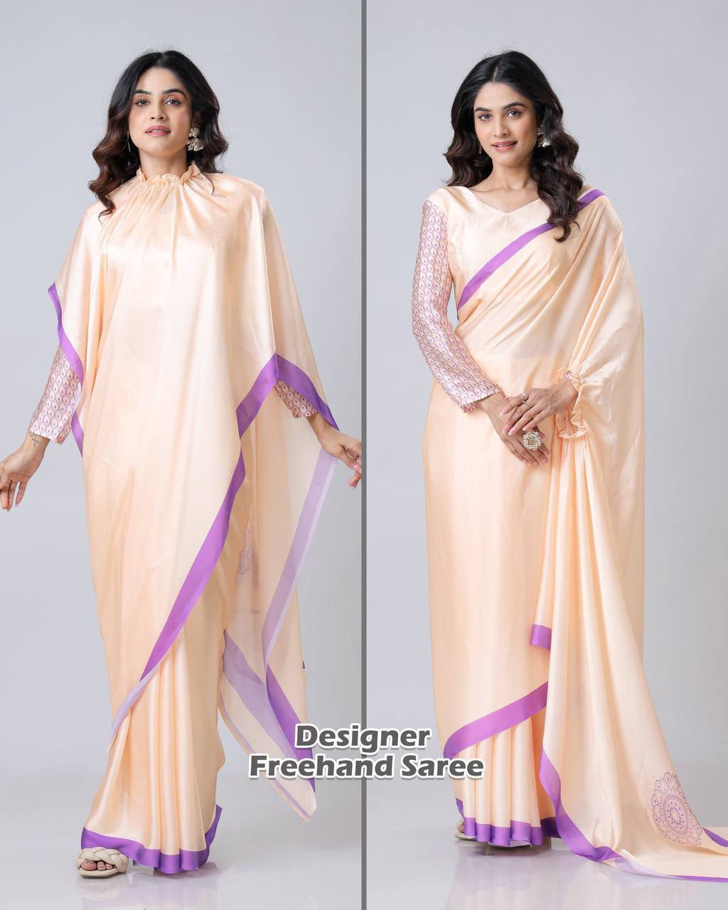 Hit Freehand Satin Silk Saree