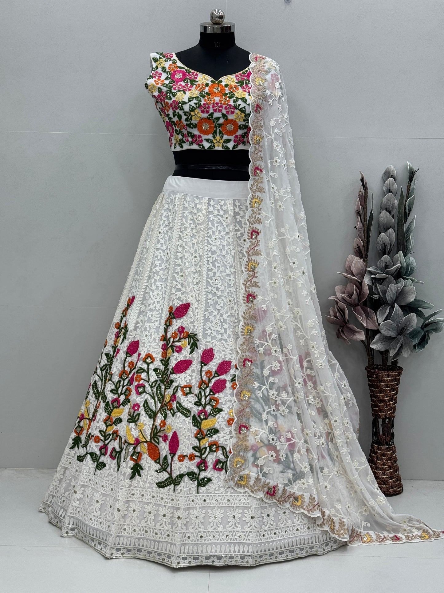 Bridal Wear Heavy Faux Georgette Chine Sequence Lehenga Choli Set