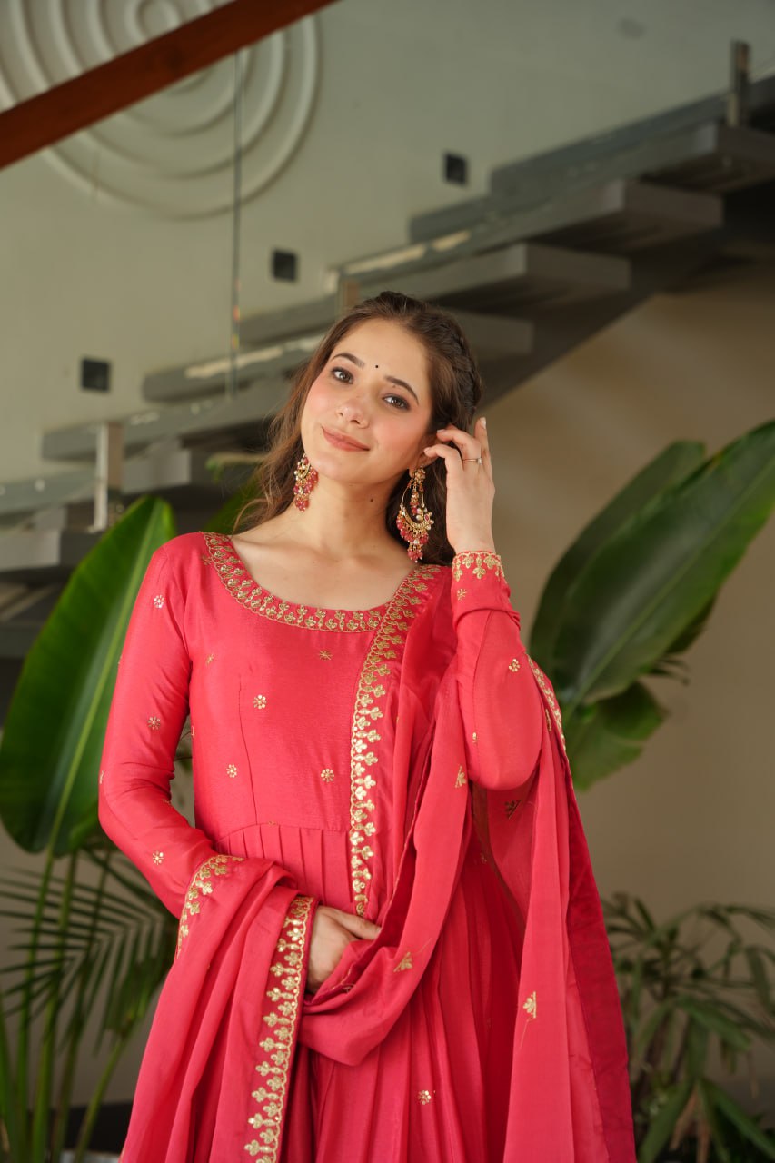 Premium Designer Readymade Gown with Dupatta Set
