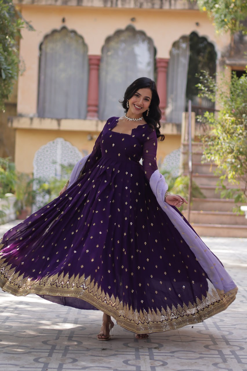 Premium Designer Readymade Gown with Dupatta Set