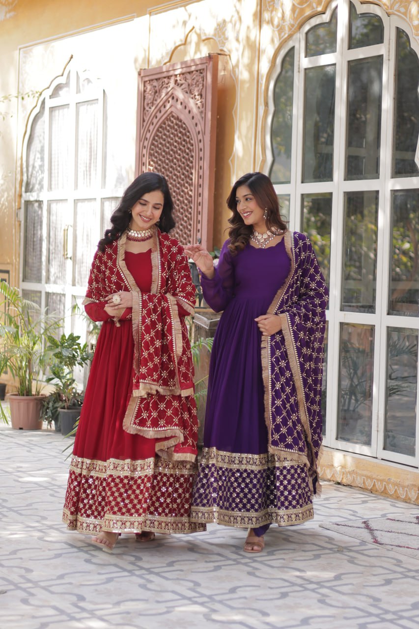 Premium Designer Readymade Gown with Dupatta Set
