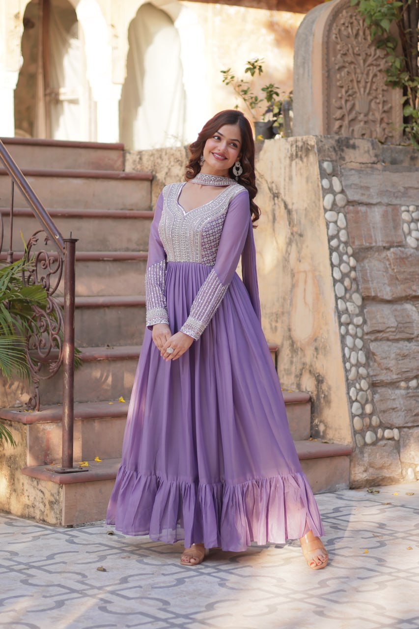 Premium Designer Readymade Gown with Dupatta Set