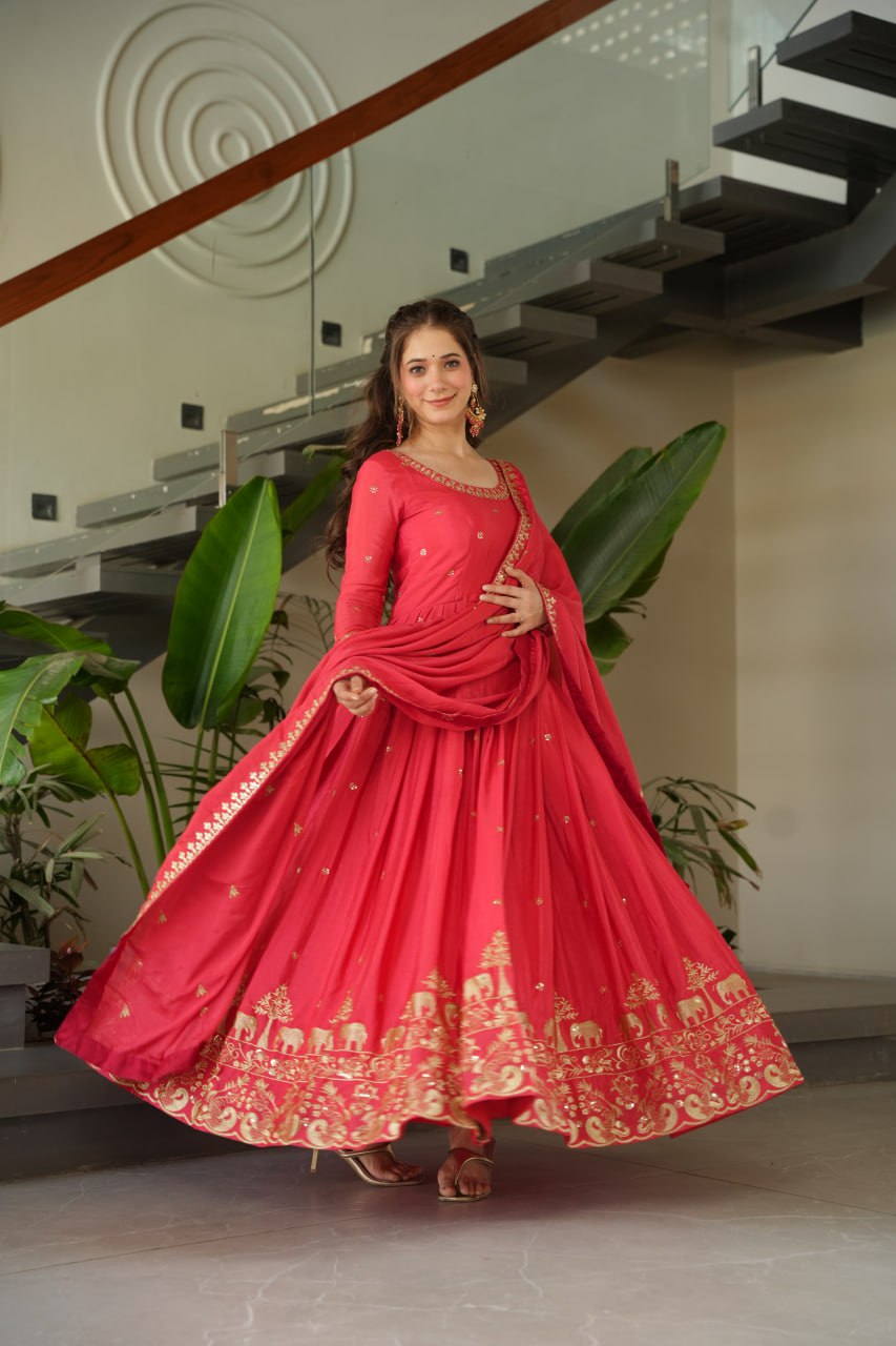 Premium Designer Readymade Gown with Dupatta Set