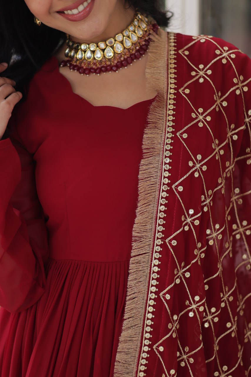 Premium Designer Readymade Gown with Dupatta Set