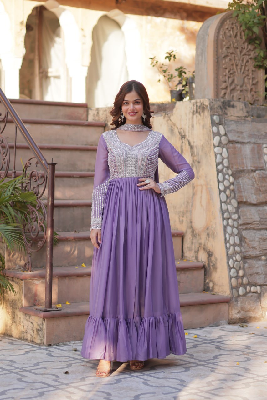 Premium Designer Readymade Gown with Dupatta Set