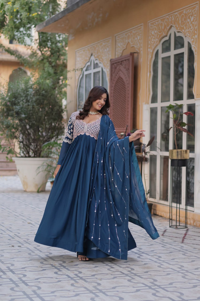 Premium Designer Readymade Gown with Dupatta Set