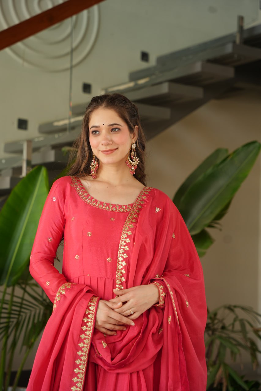 Premium Designer Readymade Gown with Dupatta Set